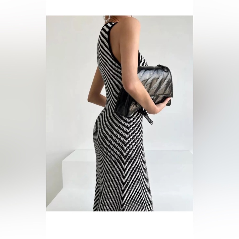 House of Harlow 1960 Navy/White Sleeveless Maxi Dress Size Large - Picture 3 of 8